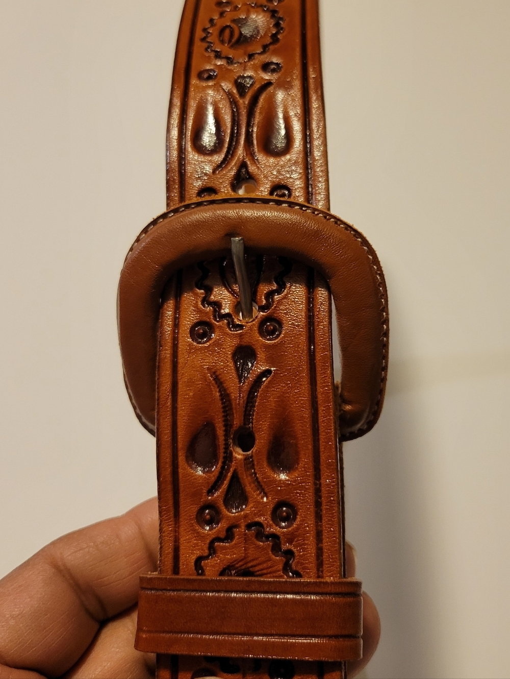 Handmade Tooled Made in Mexico Cowhide Leather size 34 Charro Belt